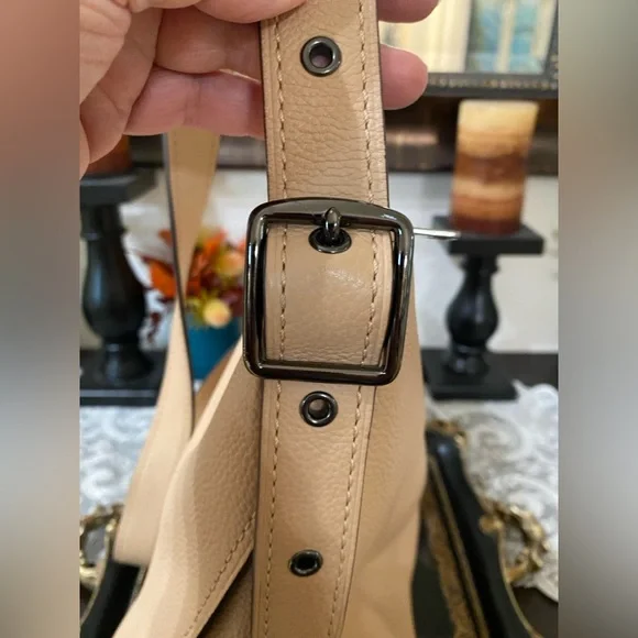 COACH Tan Natural Calf Leather Dufflette Crossbody Bag,Dark Nickel Tone hardware - Picture 6 of 16